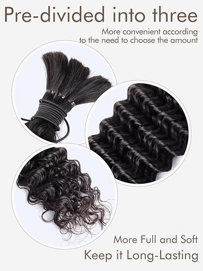 Bulk For Braiding Hair Deep Wave No Weft Virgin Human Hair for Braiding Hair