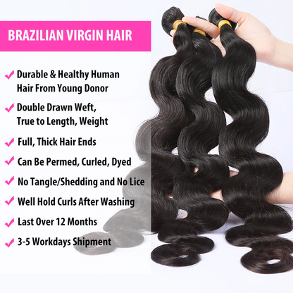 (B1) Body Wave 3 Bundles Virgin Hair Extensions For women 28 30 Inch