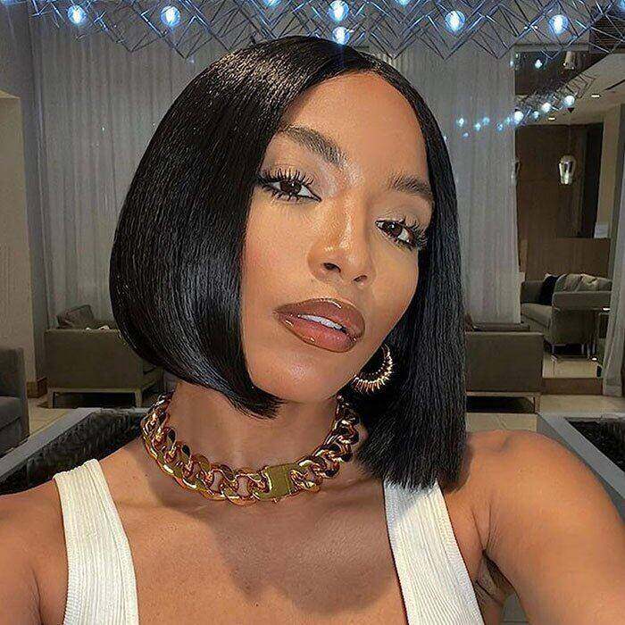 13x1 Lace T Part Short Straight Bob Remy Wig