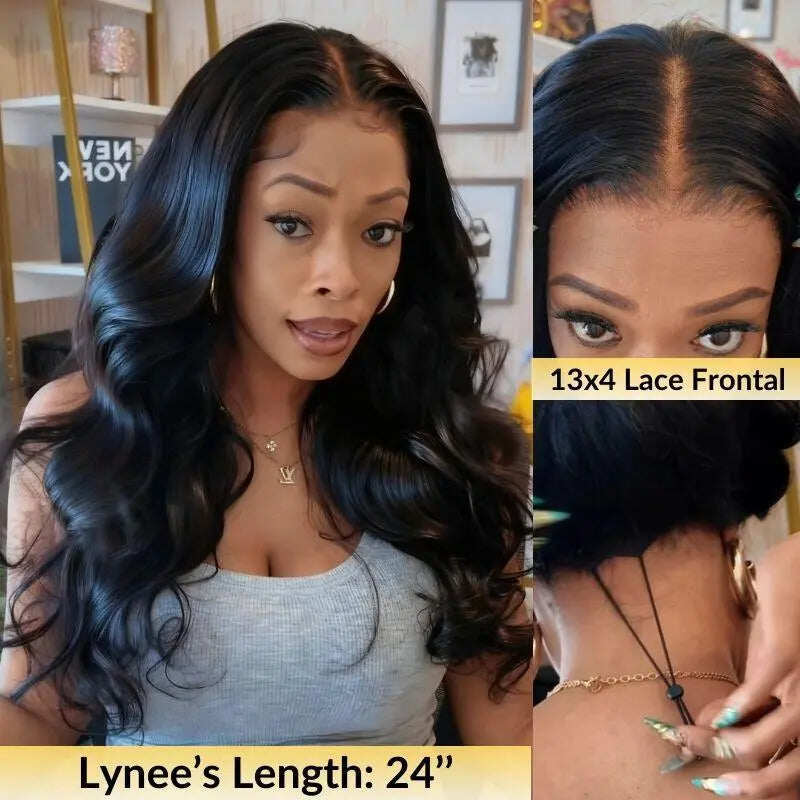 Body Wave 13x6 Lace Frontal Wig Human Hair Pre Plucked Pre Bleached 180% Density Beginner Friendly